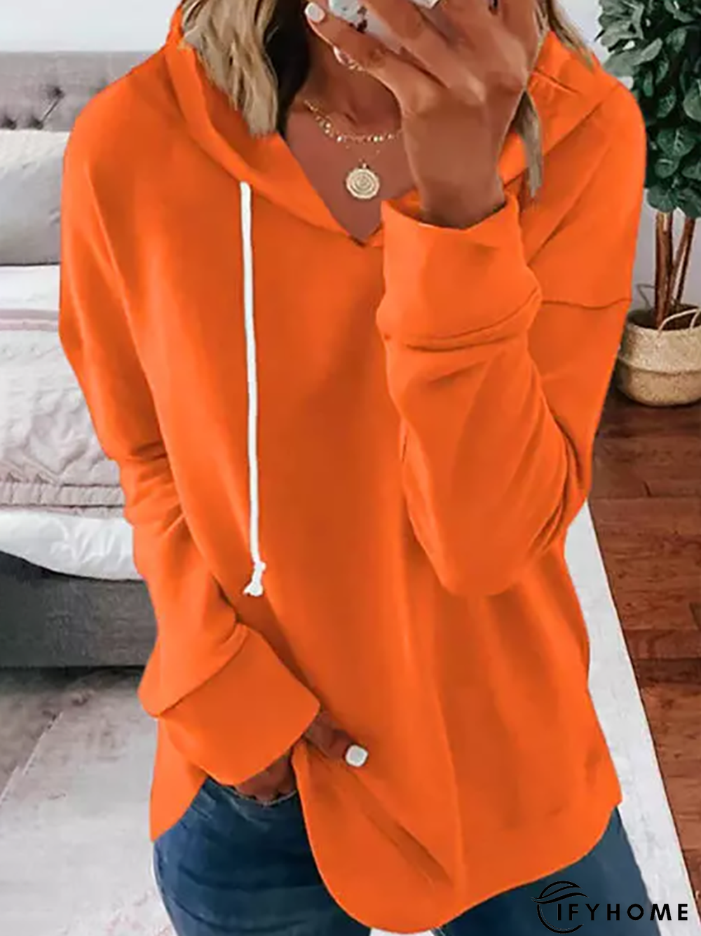 Women Long Sleeve Hoodie Fall Winter Loose Casual Tunic Sweatshirt | IFYHOME