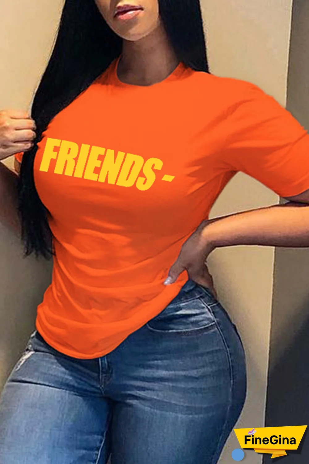 White Casual Street Print Patchwork Letter O Neck T-Shirts