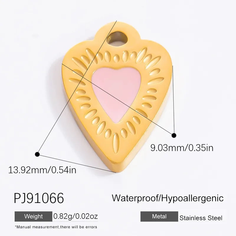 1 Piece 12.64*13.28mm 304 Stainless Steel Zircon 18K Gold Plated Heart Shape Pendant Jewelry Accessories