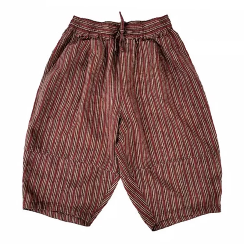 Vintage Casual Linen Striped Shorts