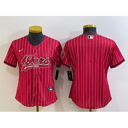 Women's San Francisco 49ers Blank Red With Patch Cool Base Stitched Baseball Jersey(Run Small)