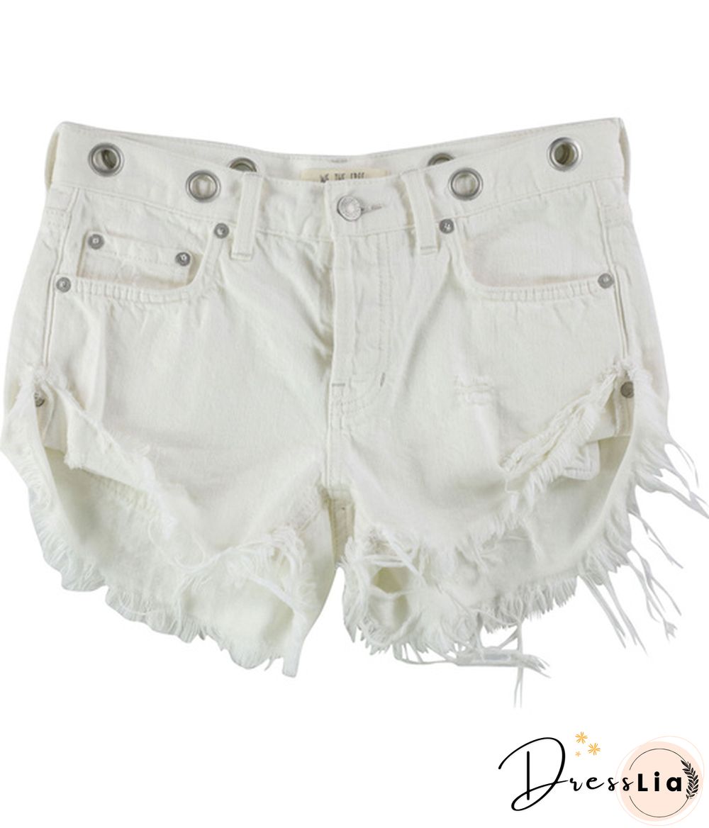 Free People Womens Solid Casual Denim Shorts