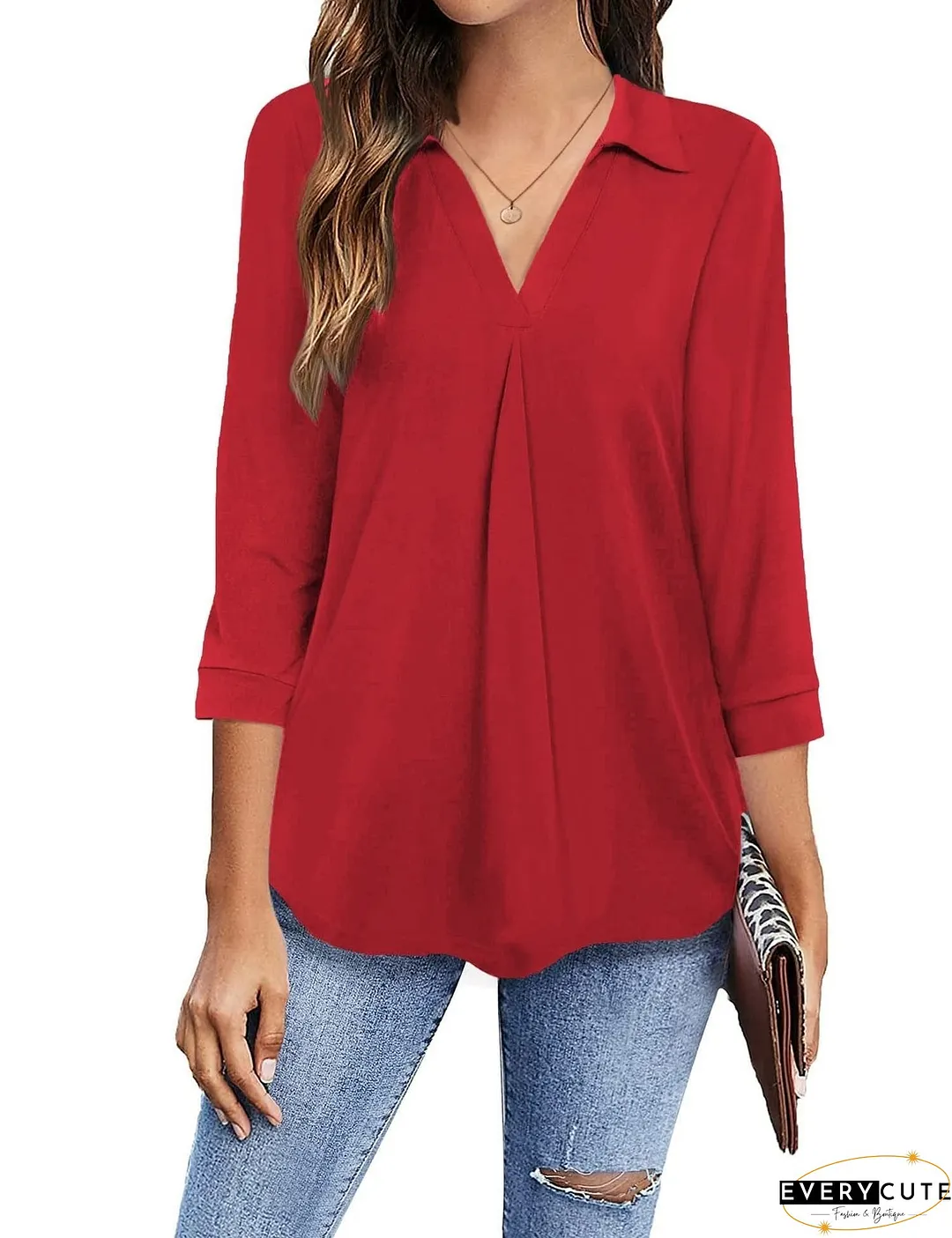 Plus Size V Neck Blouse