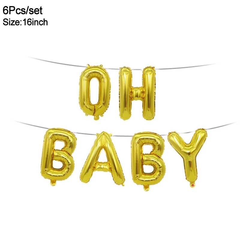 Oh Baby Gold Dot Disposable Tableware Set Boy Girl Baby Shower Favor Gender Reveal Balloon Banner Kids Birthday Party Decoration
