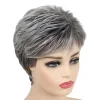 Pixie Cut Granny Grey Short Wigs
