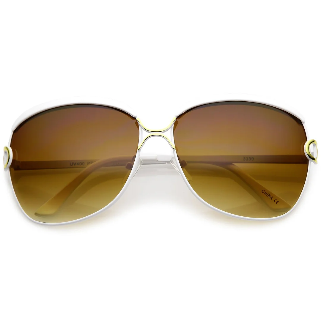 Women's Oversize Metal Square glasses Unique Nose Bridge Neutral Colored Lens 63mm