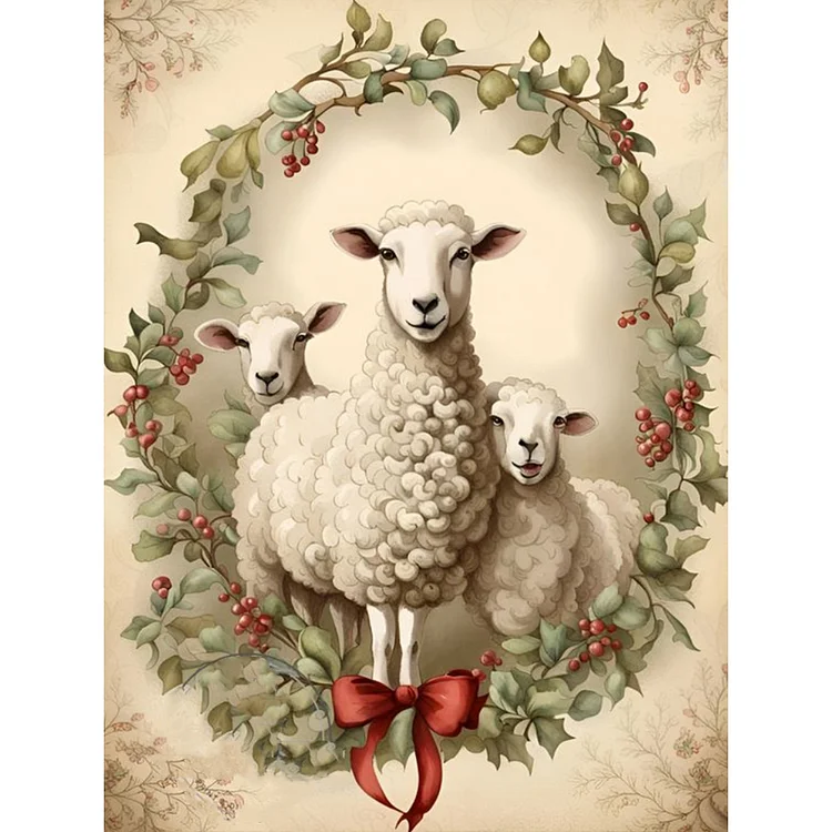 Sheep In Retro Diary 30*40CM (Canvas) Full Round Drill Diamond Painting gbfke