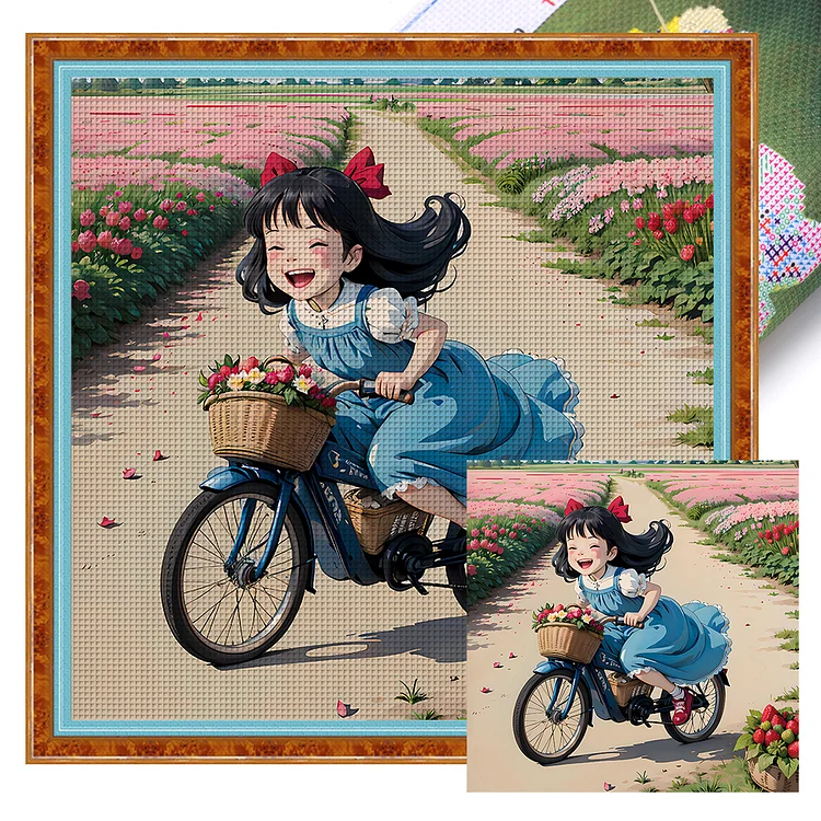 『Mona Lisa』Bicycle Girl - 11CT Stamped Cross Stitch(50*50cm)