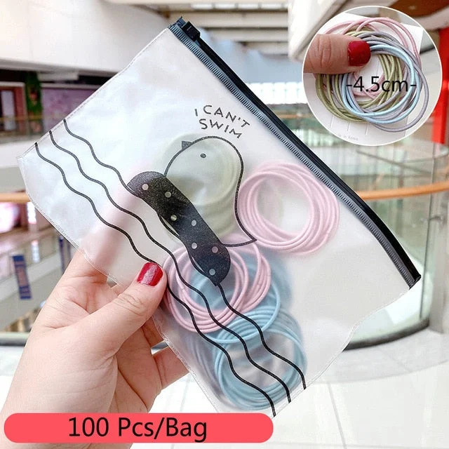 50/100/200 Pcs/Bag Children Cute Candy Random Solid Elastic Hair Bands Girls Lovely Srunchies Rubber Bands Kid Hair Accessories