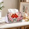(24cm)Diamond Art Tissue Box DIY PU Napkin Cover for Home(Cardinal and flowers)