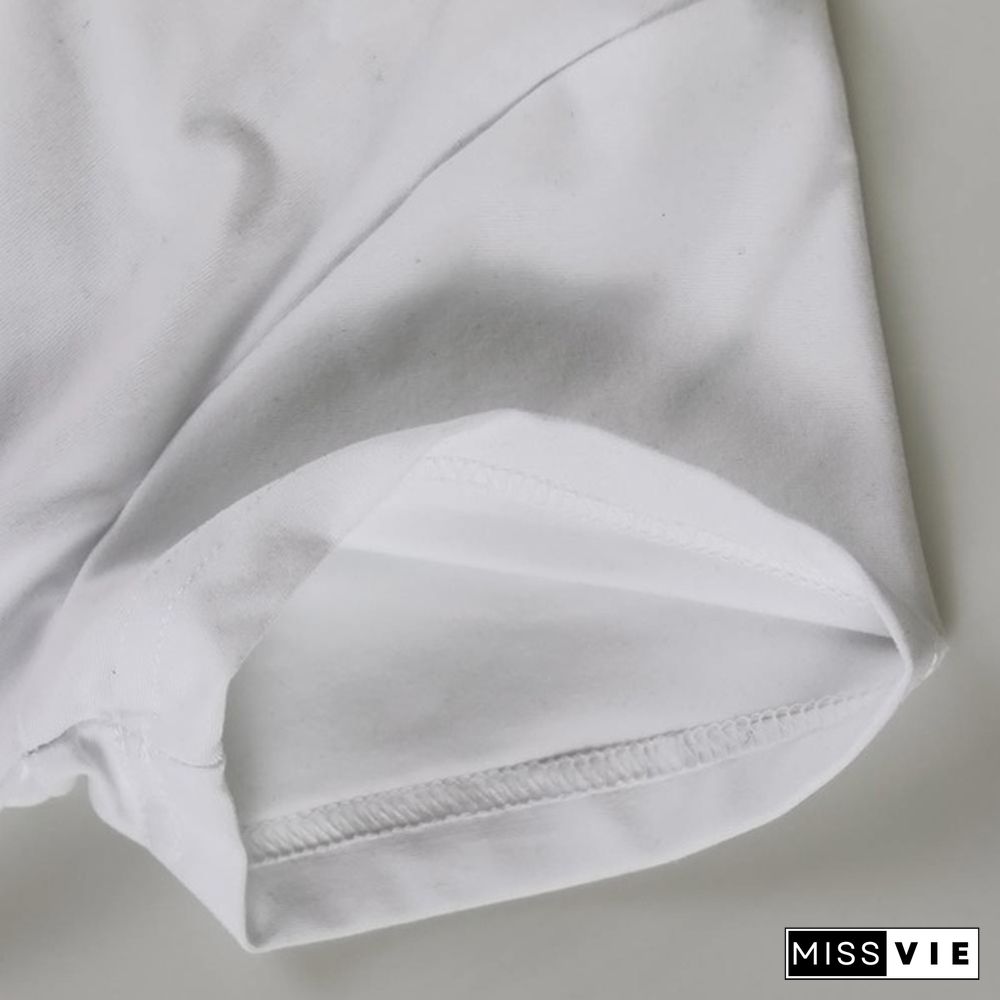 Cute Fox T-shirts For Women Summer Lovely Short Sleeve Casual T-shirts Funny Ladies Round Neck Tops