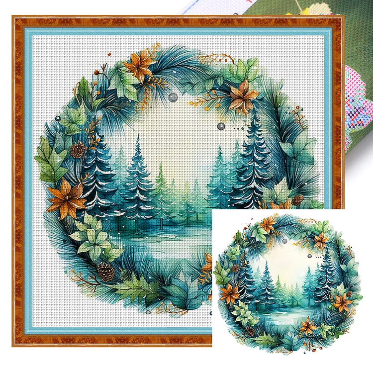 『YiShu』Christmas Wreath  - 11CT Stamped Cross Stitch(40*40cm)