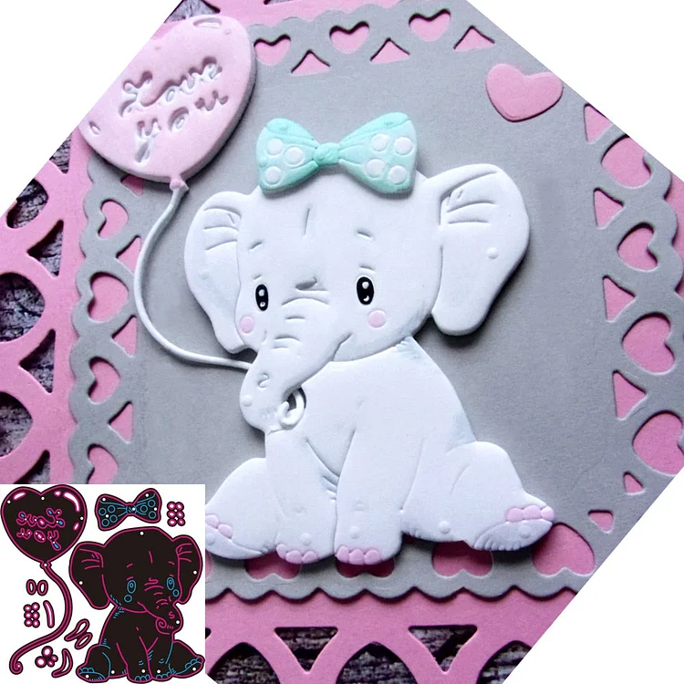 Sail Animal Baby Dies Elephant Doll Love Balloon Metal Cutting Dies Scrapbooking For DIY Embossing Cuts Craft Die Boy Elephant