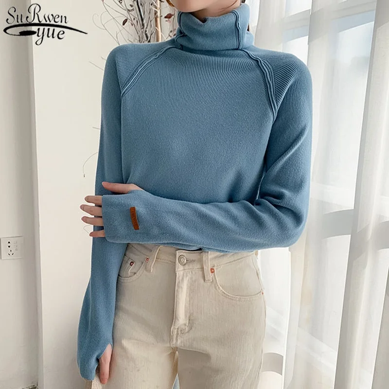 Turtleneck Sweater Women Long Sleeve Loose Sweater Pullover 5 Colors Fashion 2022 New Autumn and Winter Slim Fit Sweater 11259