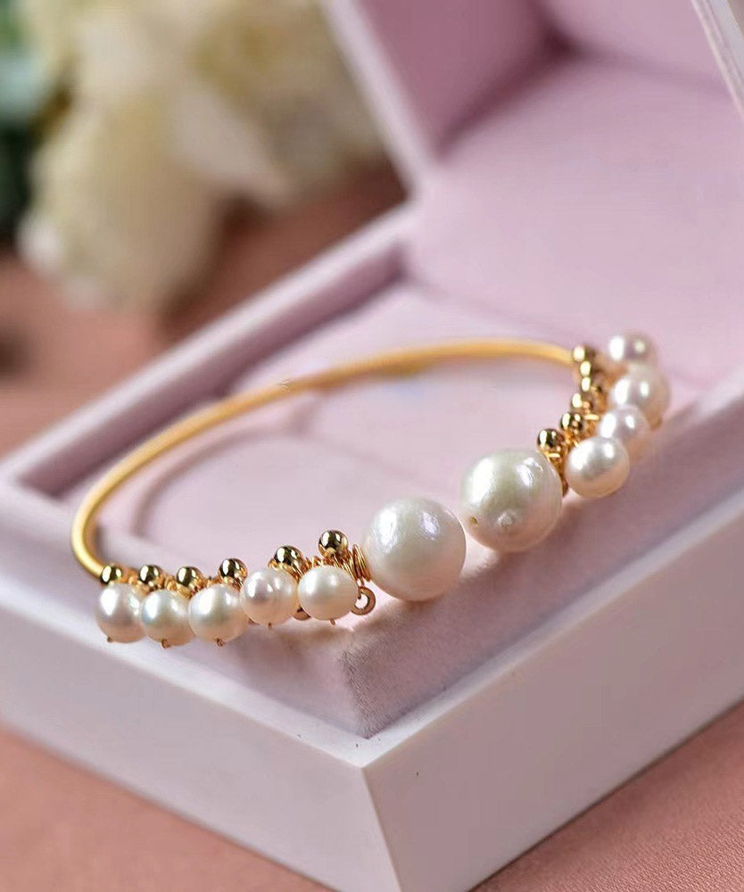 VCSHOES White 14K Gold Pearl Asymmetric Cuff