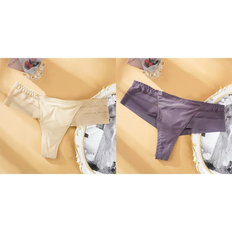 2PCS/Set Sexy Women's G-string Panties Seamless Panties Perspective Underwear  Girls Intimates Lingerie See-Through Underpants