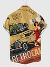Full-Print Retro Cars Printing Movie Shirt Men's Short Sleeve Shirt