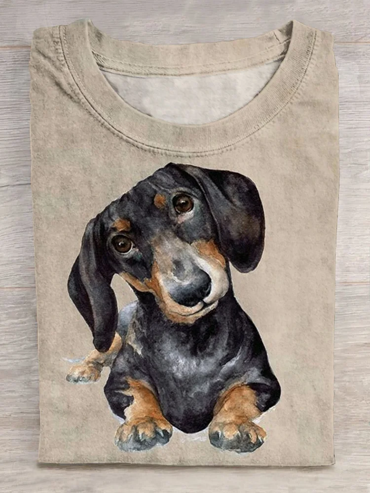 Dachshund Dog Art Casual Print Design T-shirt