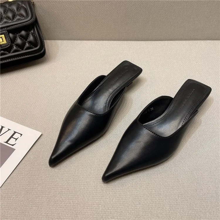 Yyvonne Spring New Temperament Show Thin Pointed Cat And Baotou Cool Slippers Women Wear Fine And Leisure Muller Half Slippers