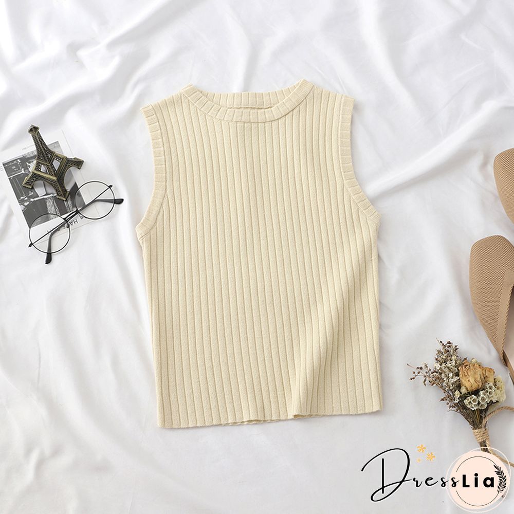 Heliar Plain Pink Knitted Tops Women Tank Tops Strapless Solid Vest For Women Vest Tops Summer Tank Tops