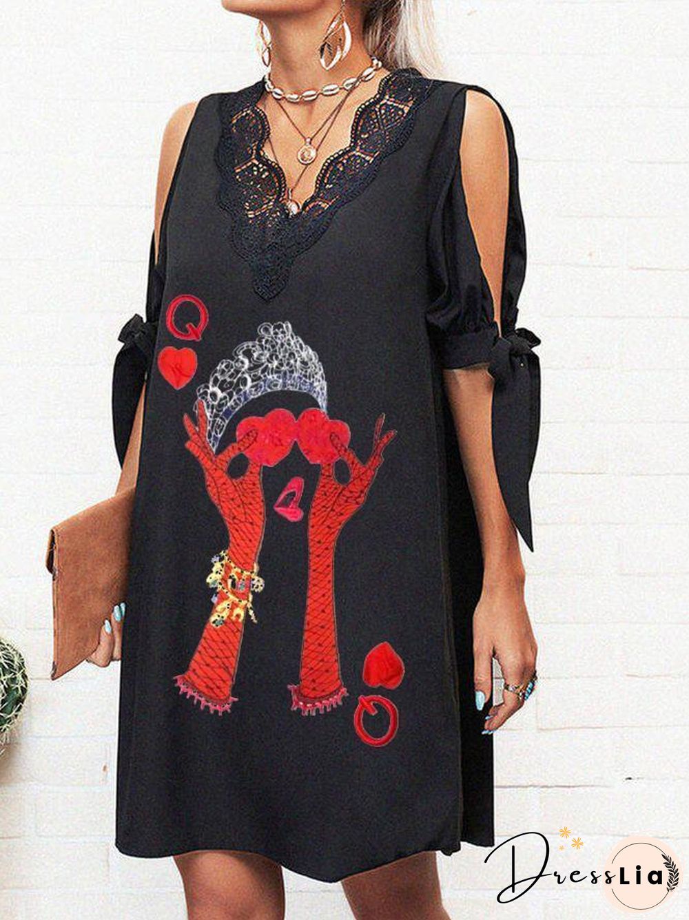 V-Necked Black Heart Dress