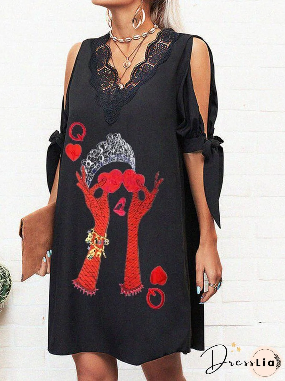 V-Necked Black Heart Dress