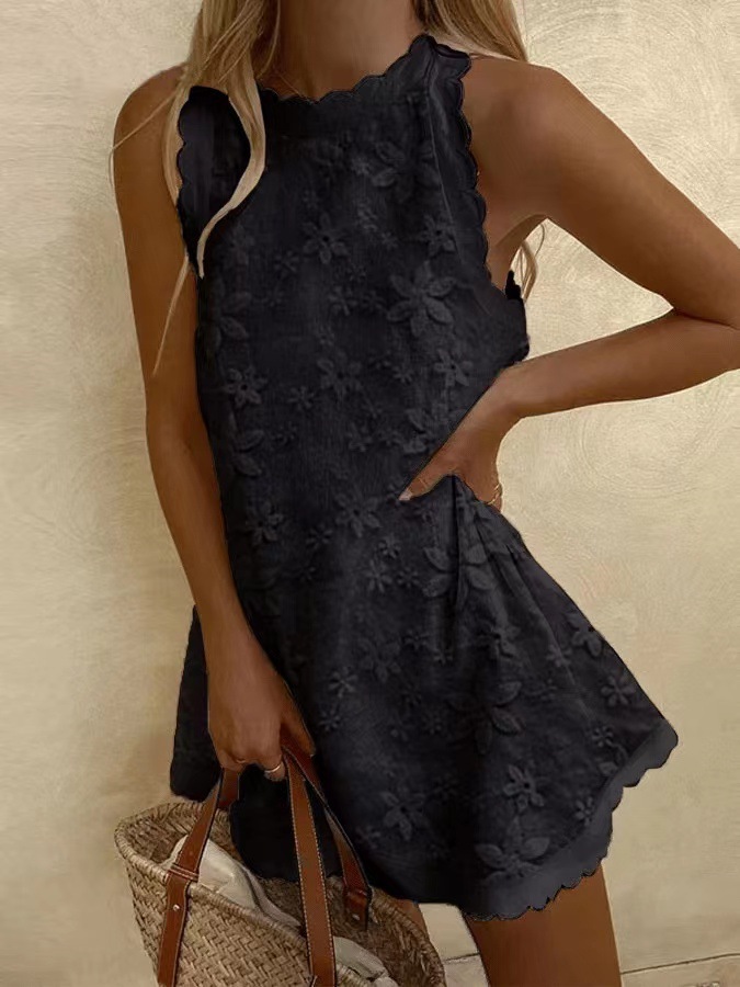 Casual Lace  Sleeveless Mini Dress