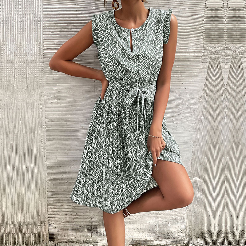 Elegant Chic Ruffles Knee Length Casual Print Dress