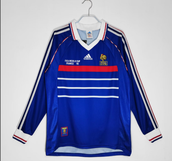 1998 France Home Retro Long Sleeve  Football T-Shirt Thai Quality