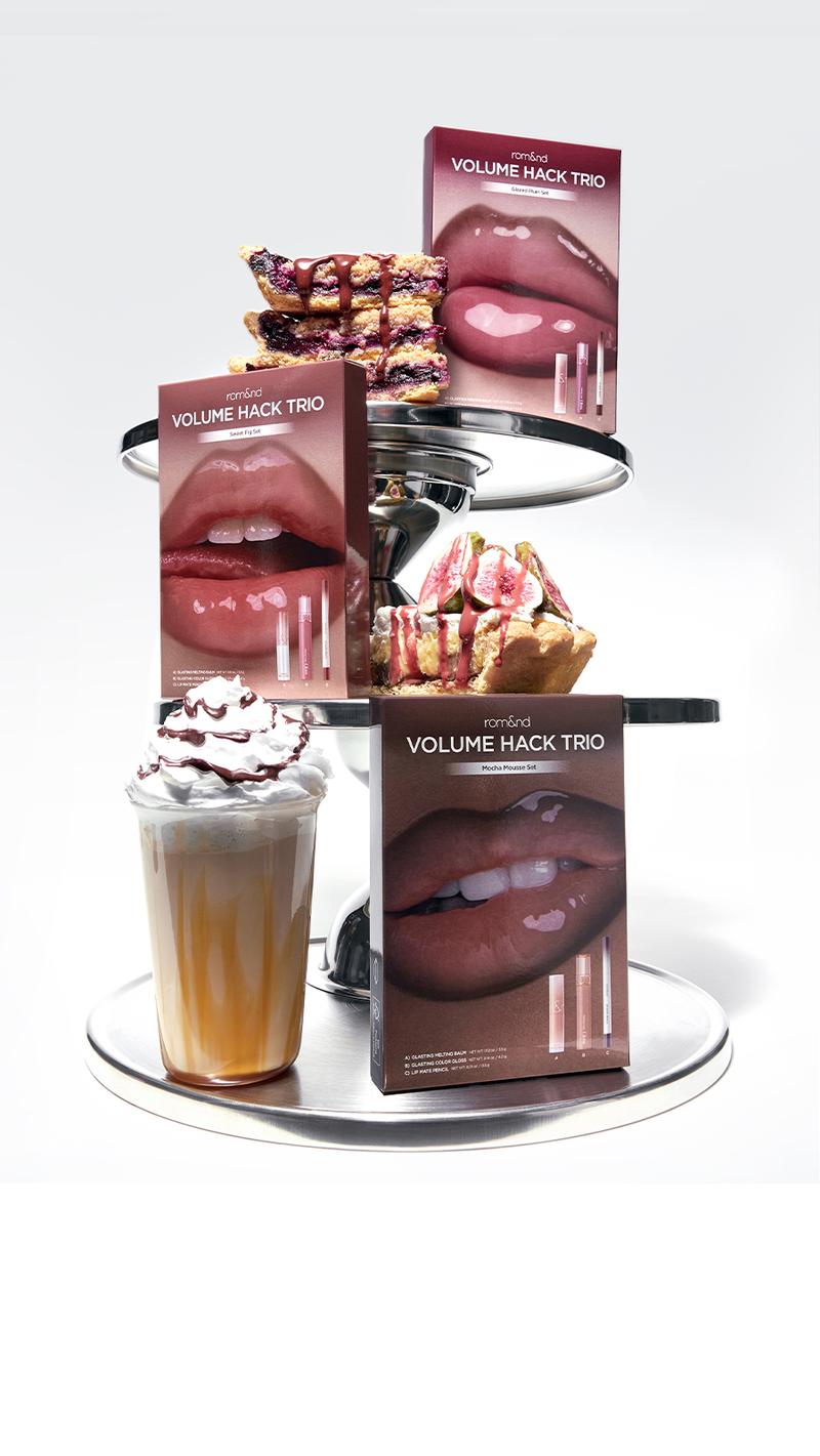 [rom&nd Official Shop] rom&nd LIP VOLUME HACK TRIO (3 Shades, Lip Mate Pencil 0.5g & Melting Balm 3.5g & Color Gloss 4g)