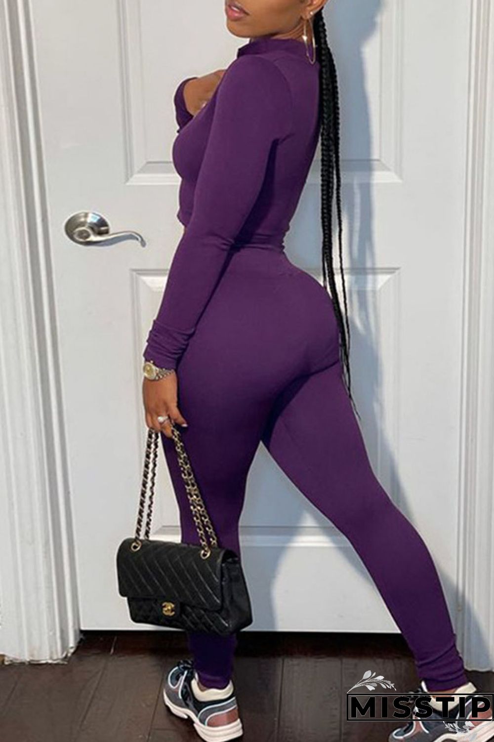 Green Casual Solid Patchwork Zipper Zipper Collar Long Sleeve Two Pieces