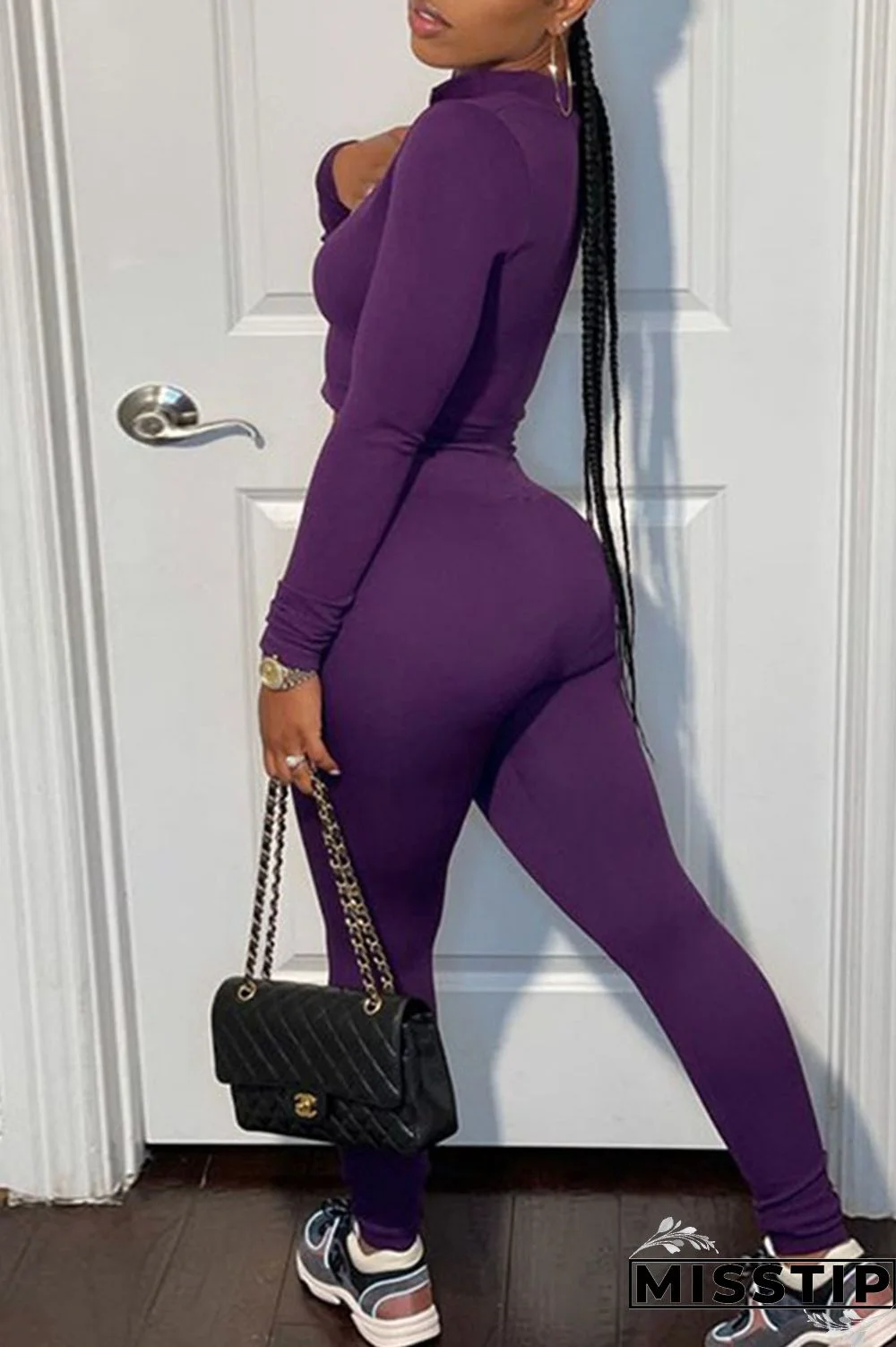 Green Casual Solid Patchwork Zipper Zipper Collar Long Sleeve Two Pieces