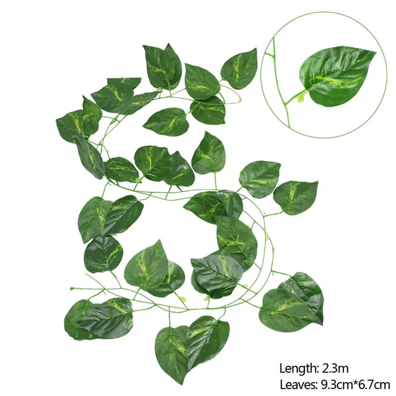 230cm Artificial Leaves Garland Fake Green Leaf Ivy Vine Artificial Plant Wall Hanging Garland Wedding Party Home Garden Decor