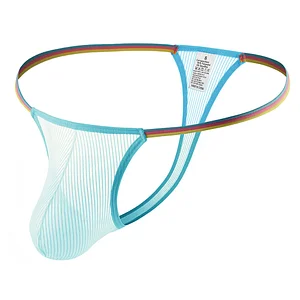 Men's Breathable Transparent Thong Panties Hollow Buttocks