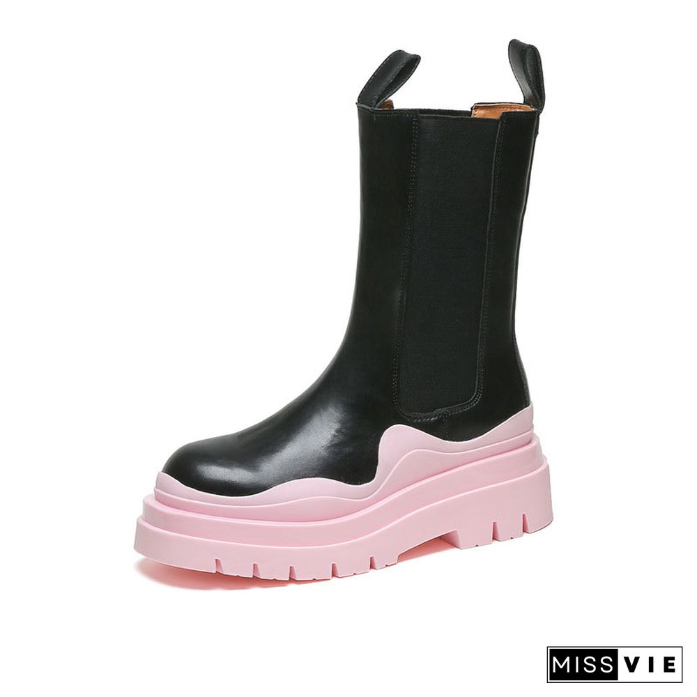 Slip-On Colorblock Platform Boots