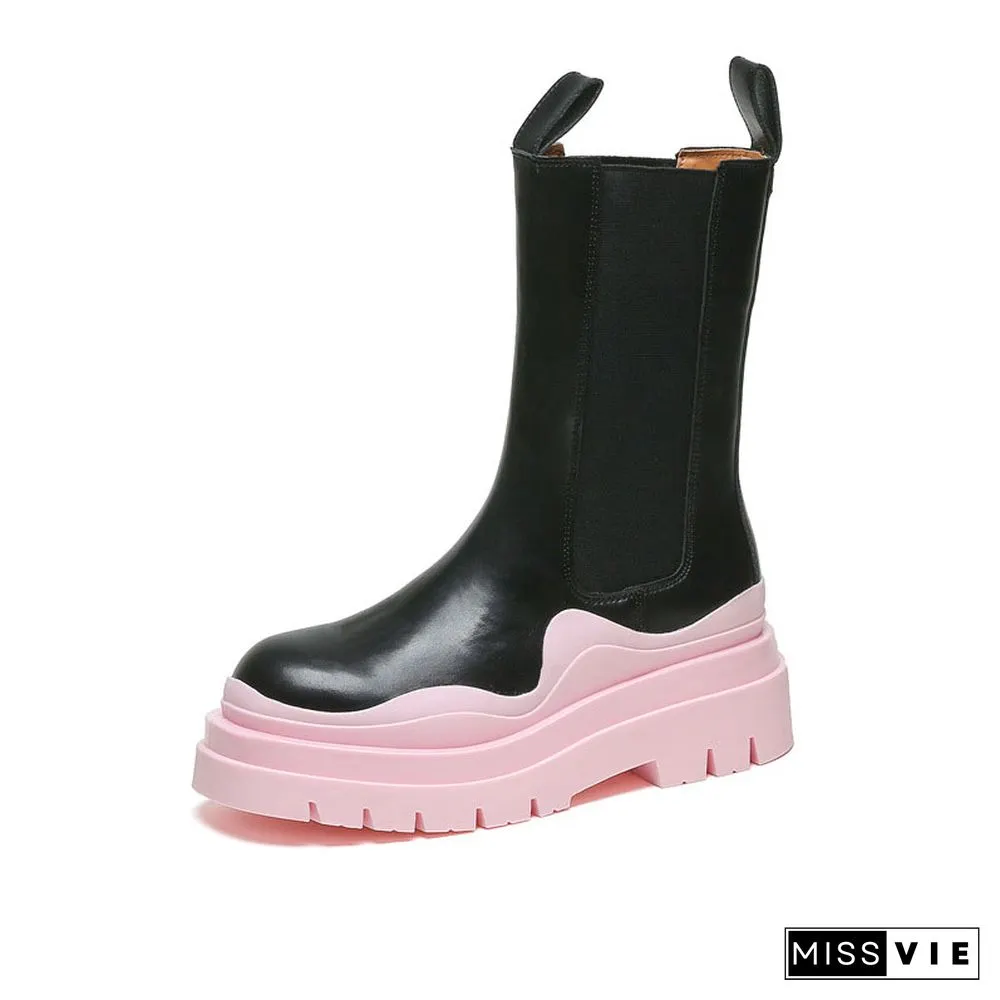 Slip-On Colorblock Platform Boots