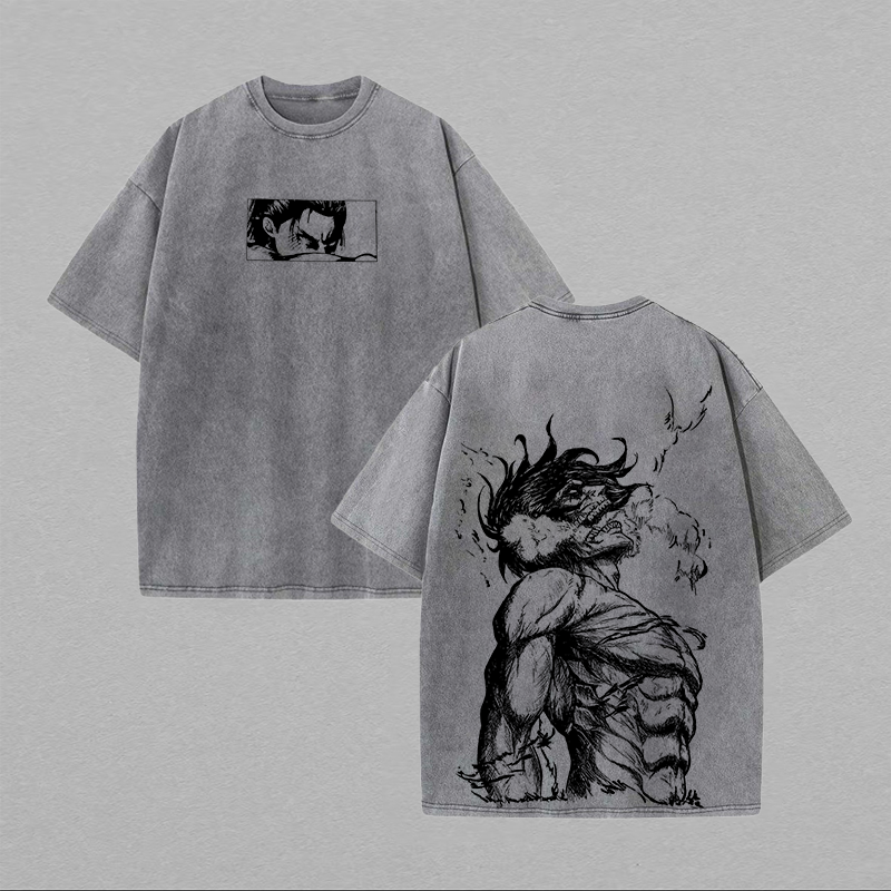 Attack on Titan Printed Unisex Washed T-Shirt