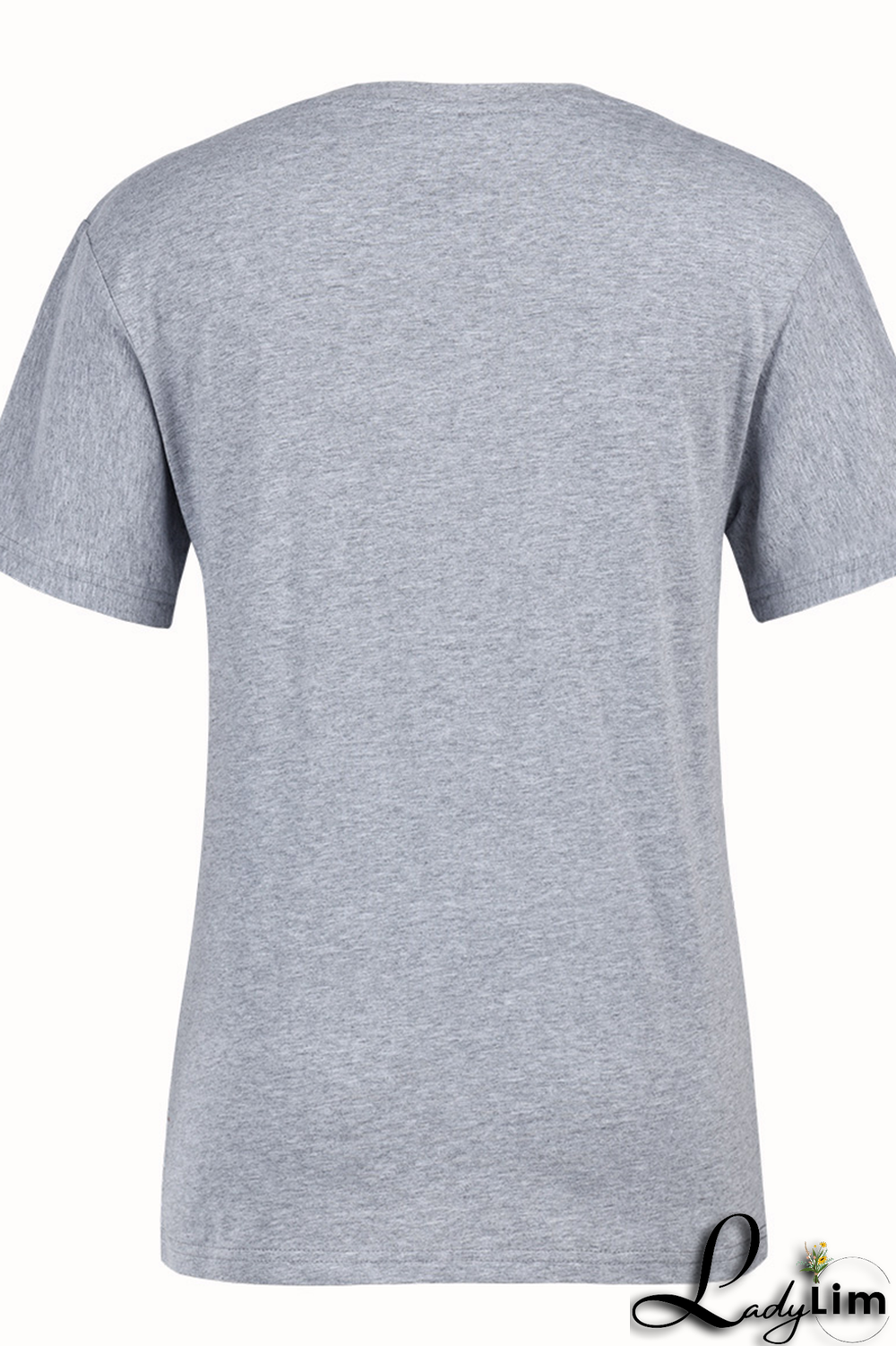 Grey Fashion Street Lips Printed Split Joint O Neck T-Shirts