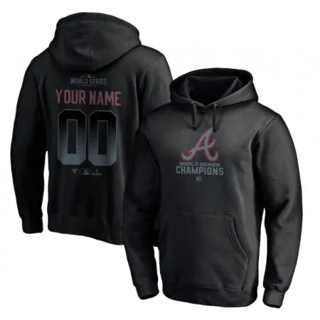 Men's Atlanta Braves Black 2021 World Series Champions Custom Name & Number Pullover Hoodie ZQF4
