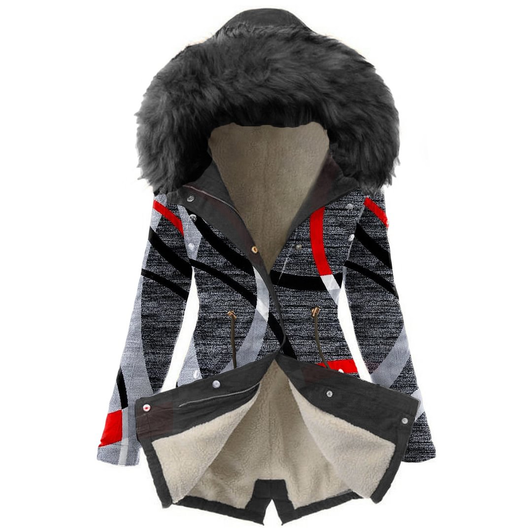 Women's Contrasting Stripe Print Hooded Jacket