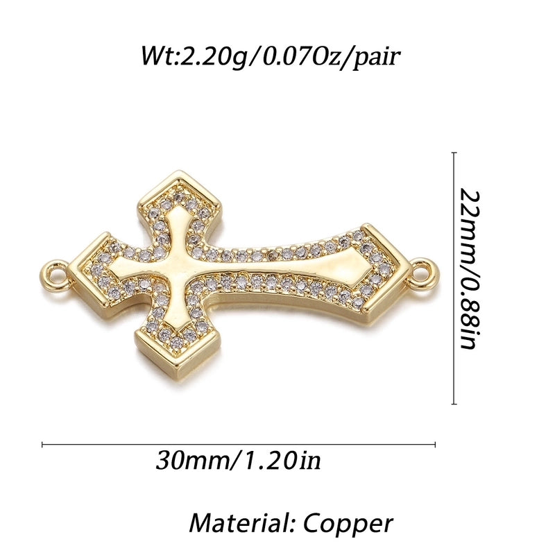 1 Piece Copper Zircon Cross Pendant