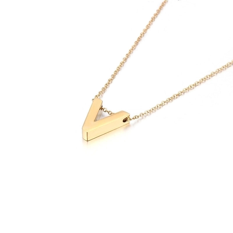 Titanium Steel 18K Gold Plated Fashion Plating Letter Necklace
