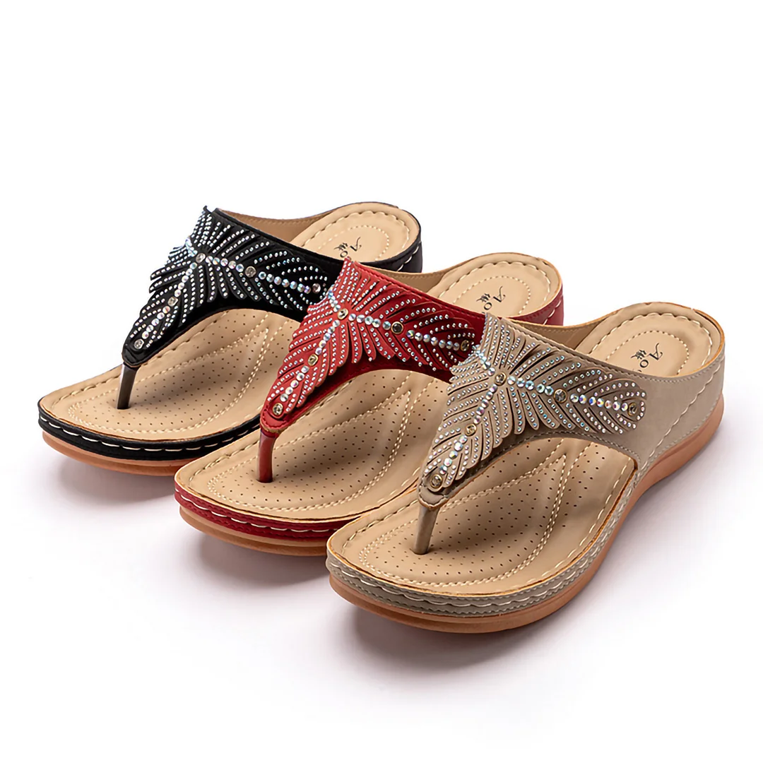 Letclo™ 2021 New Summer Fashion Rhinestone Wedge Sandals Fflip Flops letclo Letclo