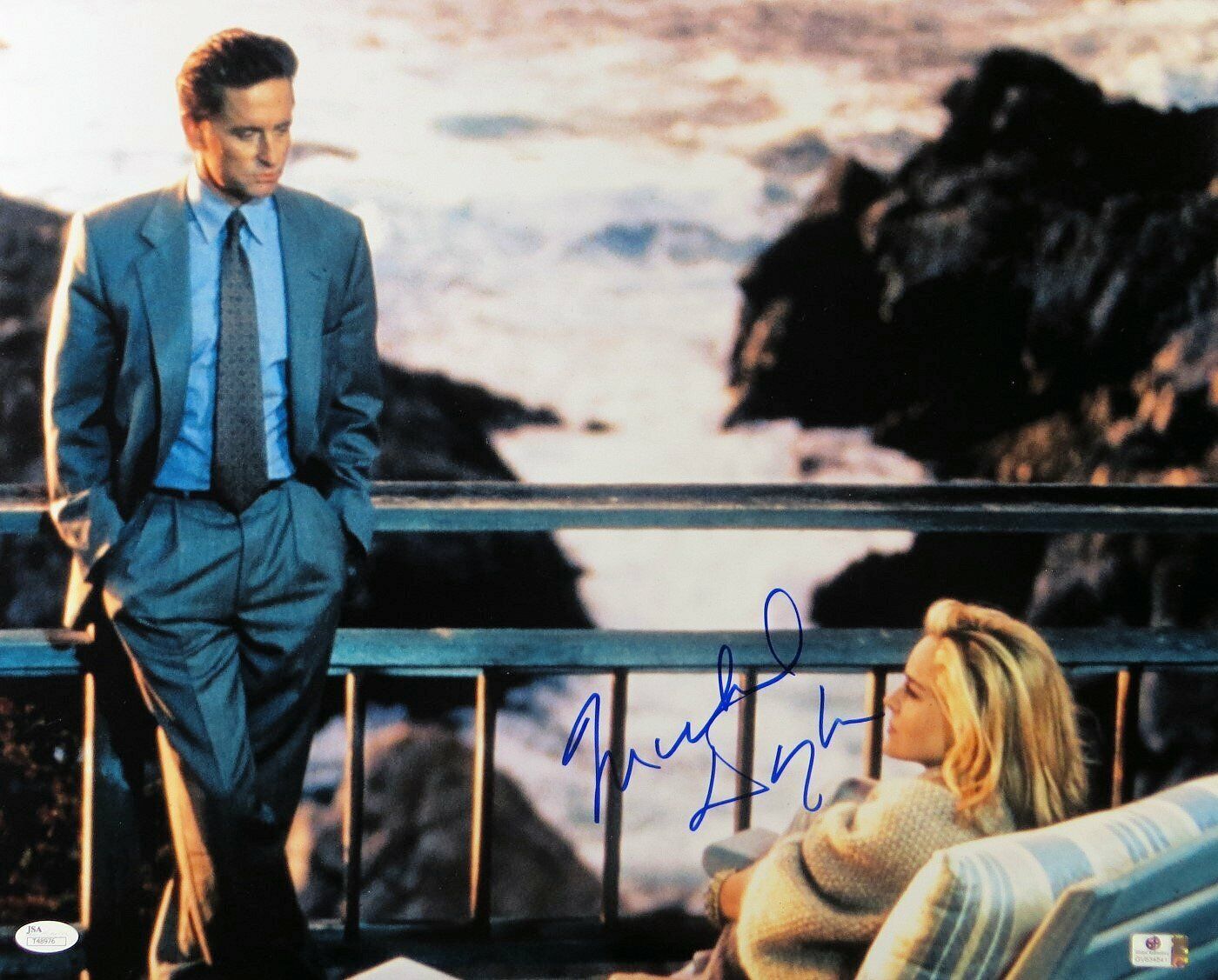 Michael Douglas Signed Autographed 16X20 Photo Poster painting Basic Instinct w/Stone JSA T48842