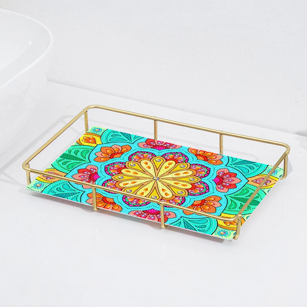 DIY Mandala Pattern Acrylic Special Shaped 5D Diamond Painting Tray Art Craft Decor(28*19*5cm)