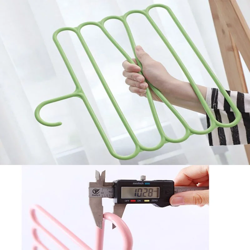 nigikala Hanger 5-layer Pants Rack Wardrobe Organizer Storage Rack Tie Scarf Belt Rack Non-slip Space-saving Plastic