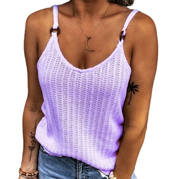 Womens Fashion Summer Clothes Casual Sleeveless Halter Top Solid Color Camisole Ladies Off Shoulder Shirts Loose Blouse Plus Size Cami Tank Tops