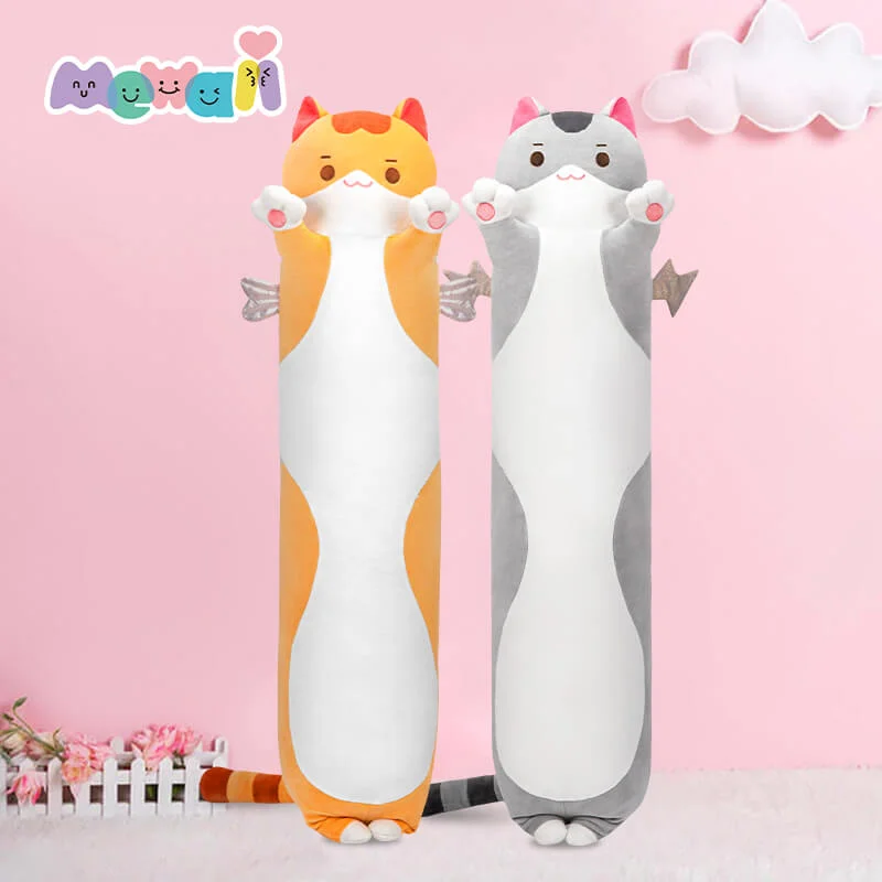 Mewaii® Kitten Orange and Kitten Gray Long Cat Stuffed Animal Kawaii Bundles Squishy Toy