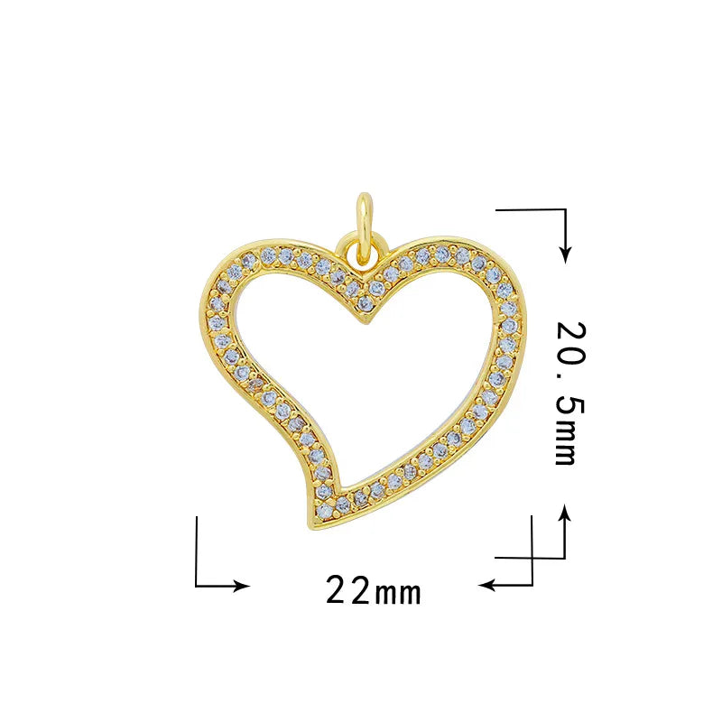 1 Piece 18*20.5mm 19*33mm Copper Zircon Star Moon Heart Shape Pendant