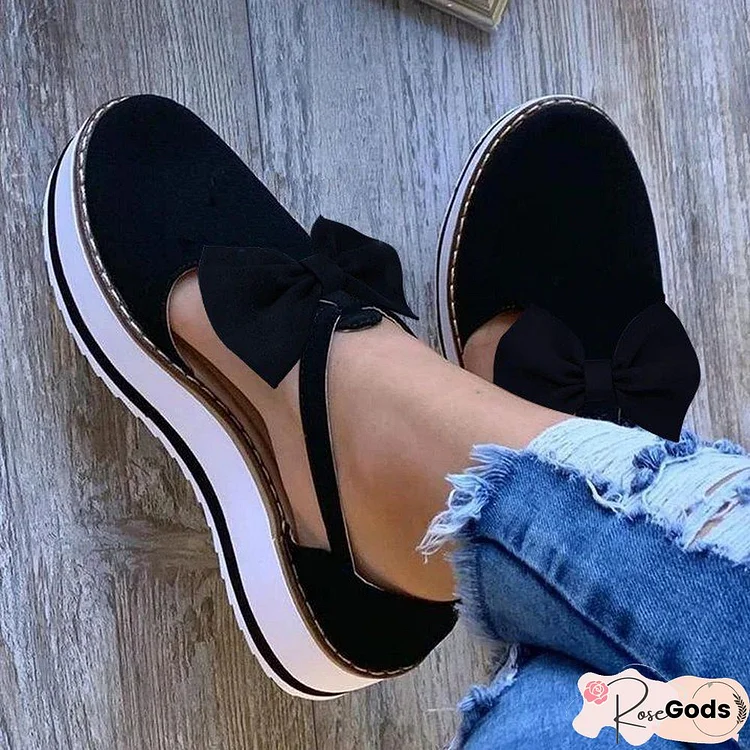 Women Summer Comfy Bowknot Suede Sneakers